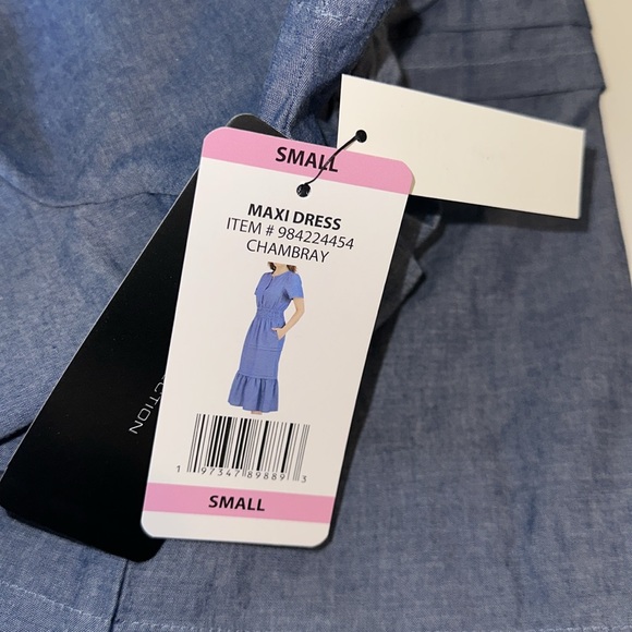 French Connection Blue Flutter Sleeve Midi Sundress - Picture 4 of 5